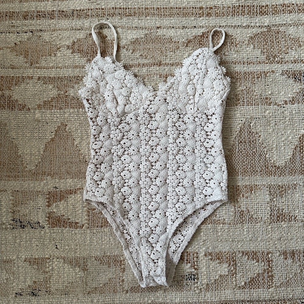 Floral macrame bodysuit